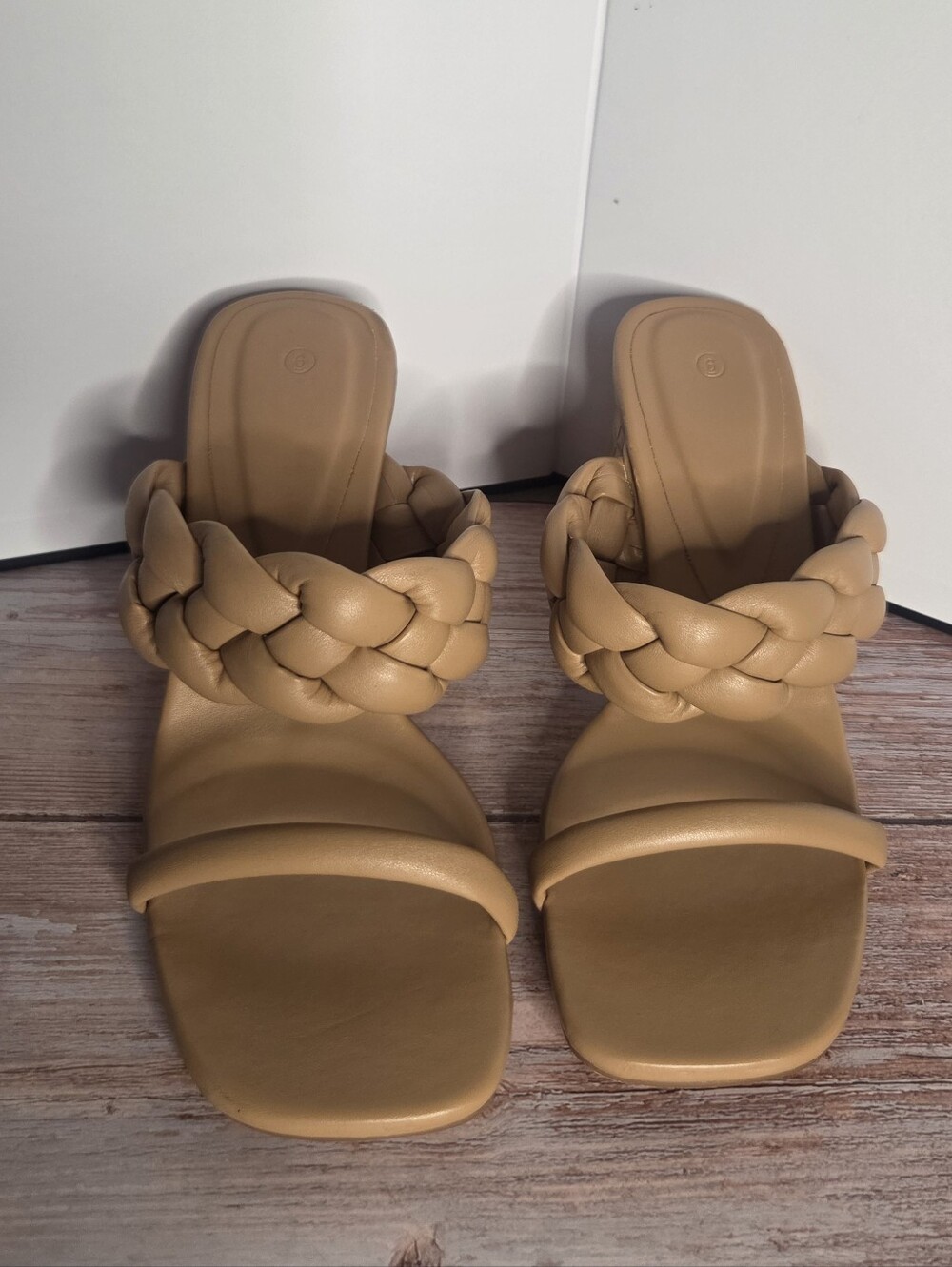Braided Strap Tan Heeled Sandals